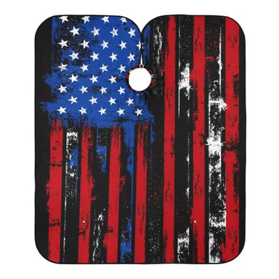 ALAZA Grunge USA American Flag Waterproof Barber Cape for Men Women Beard Shaving Bib Apron Professional Hair Cutting Cloth, 65 x 55 inch