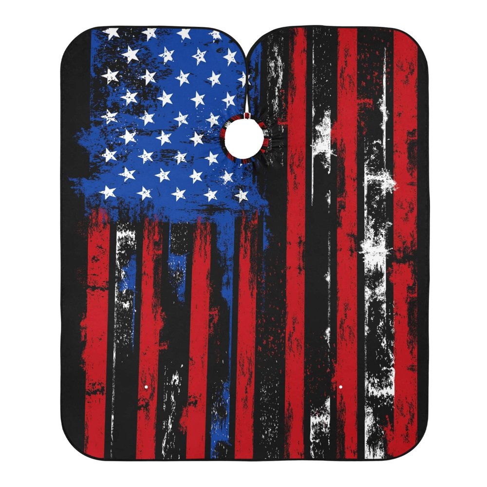ALAZA Grunge USA American Flag Waterproof Barber Cape for Men Women Beard Shaving Bib Apron Professional Hair Cutting Cloth, 65 x 55 inch