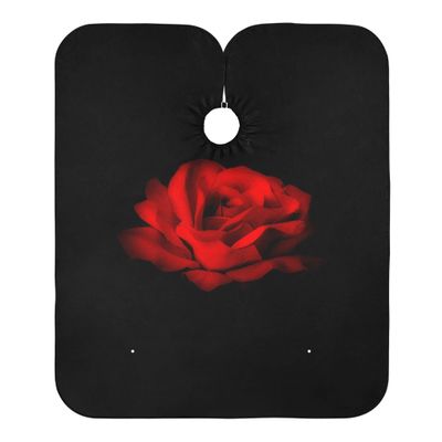 ALAZA Red Rose On Black Background Waterproof Barber Cape for Men Women Beard Shaving Bib Apron Professional Hair Cutting Cloth, 65 x 55 inch