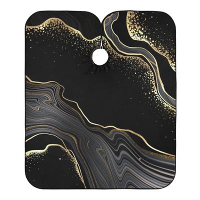 ALAZA Abstract Black Marble Gold Line Waterproof Barber Cape for Men Women Beard Shaving Bib Apron Professional Hair Cutting Cloth, 65 x 55 inch