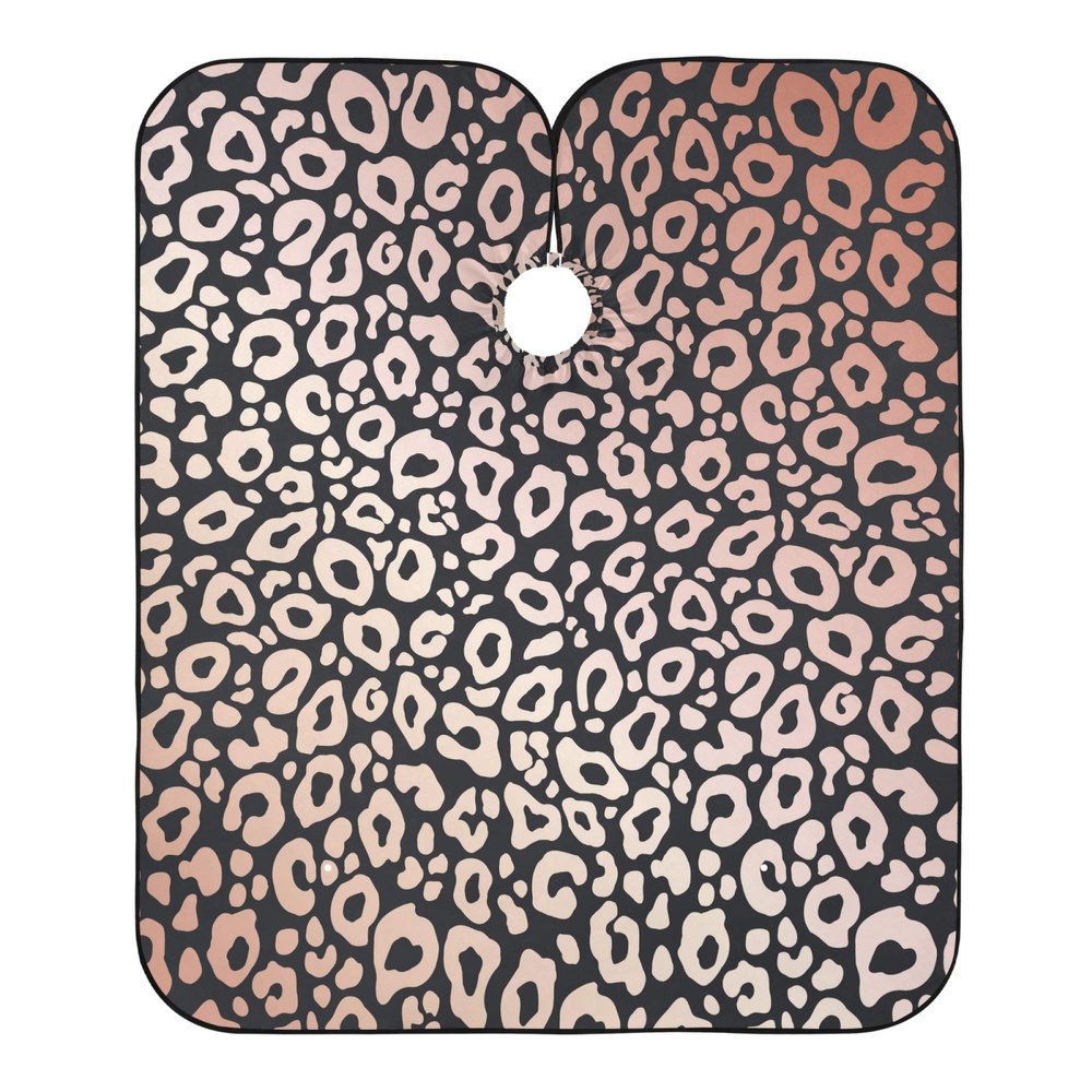 ALAZA Animal Leopard Print Rose Gold Waterproof Barber Cape for Men Women Beard Shaving Bib Apron Professional Hair Cutting Cloth, 65 x 55 inch