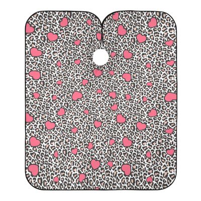 ALAZA Pink Cheetah Leopard Print Animal Heart Waterproof Barber Cape for Men Women Beard Shaving Bib Apron Professional Hair Cutting Cloth, 65 x 55 inch
