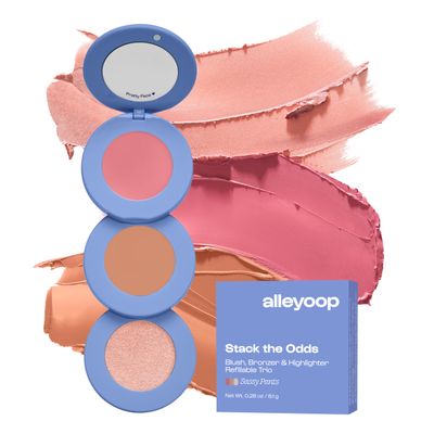 Alleyoop Stack The Odds - Stackable Makeup Palette - Cream Blush, Contour, Bronzer & Highlighter Blendable Cream Make up Palette - Natural, Glowy Finish - Makeup Stacks for Travel, Sassy Pants