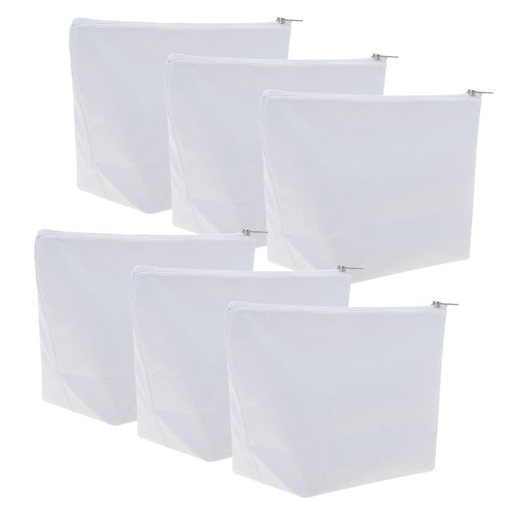Muka 6 Pack Cosmetic Bag White Cotton 12oz Canvas Zipper Bag 9-1/2 x 5-1/2 x 3 Inches Bridesmaid Gift