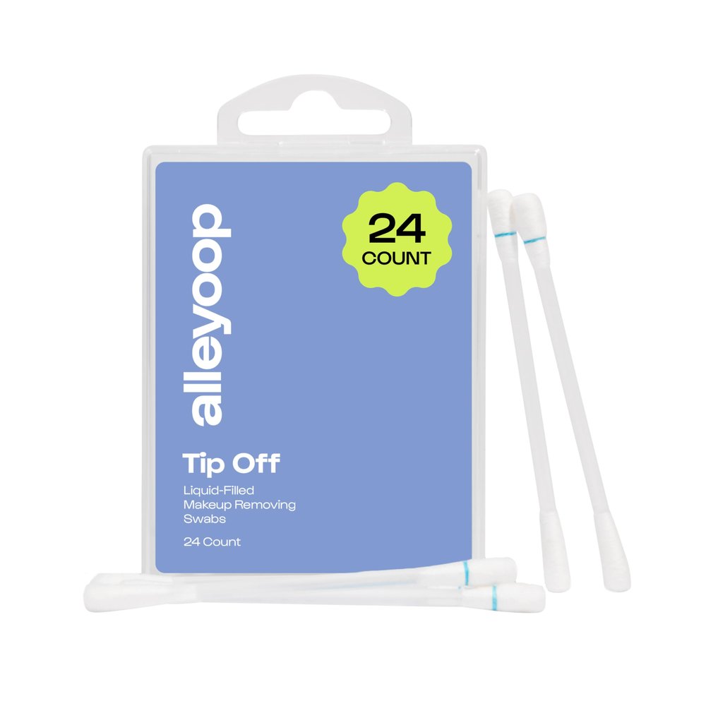 Alleyoop Cotton Swabs for Makeup, Tip Off Liquid-Filled Makeup Removing Swabs (24 Count, 1 Pack) - Easy-To-Use & Space Saving Makeup Remover - Disposable Cotton Tips for Eye, Lip, Eyebrow, & Eyeshadow