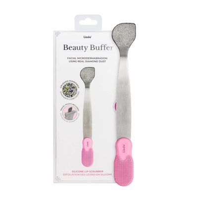Lindo Beauty Buffer - Microdermabrasion Tool, Diamond Infused, Embedded Silicone Lip Scrubber, For Smooth Skin, Radiant Complexion, Travel Pouch Included (Beauty Buffer with Silicone Lip Scrubber)