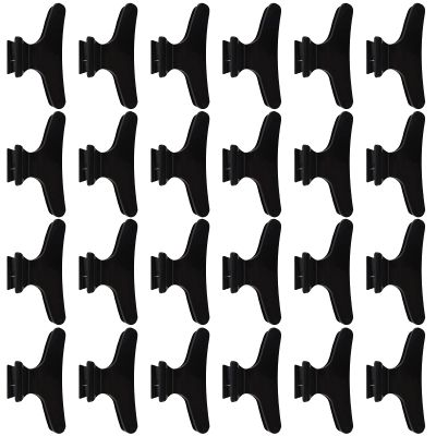 24 Pack Butterfly Hair Clips for Styling Clamps Claw Hair Clips Black Pro Salon Clips for Sectioning, Cutting, Coloring Hair Accessories for Women Girls