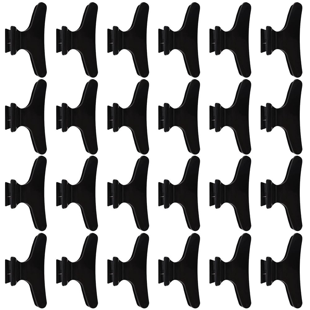24 Pack Butterfly Hair Clips for Styling Clamps Claw Hair Clips Black Pro Salon Clips for Sectioning, Cutting, Coloring Hair Accessories for Women Girls