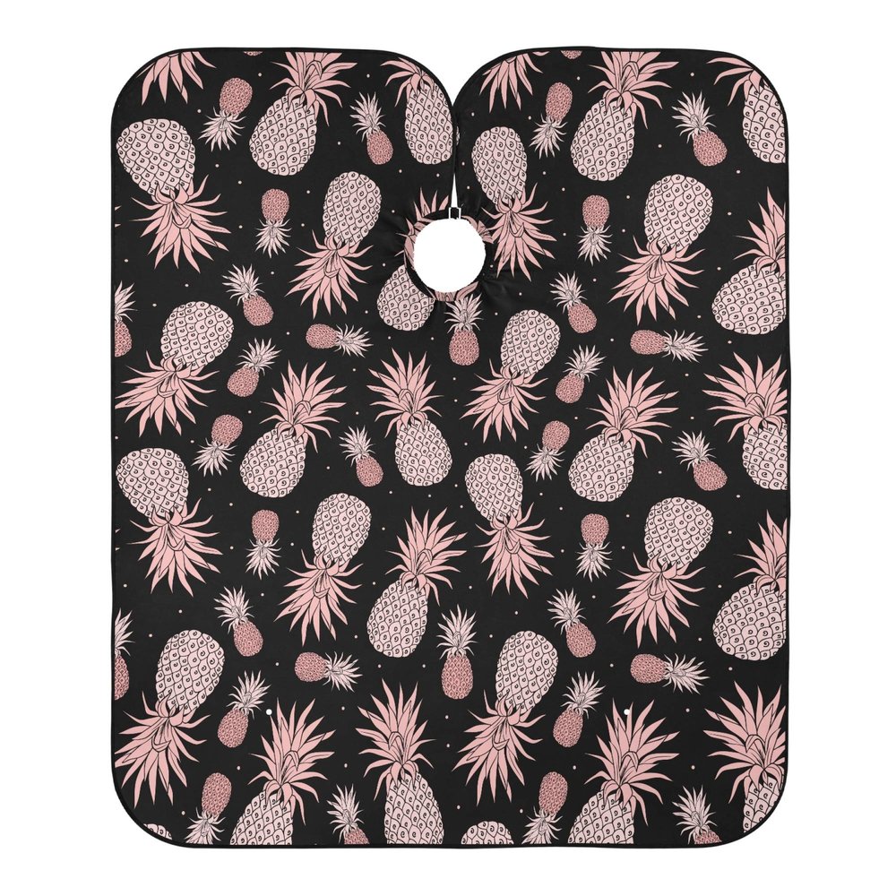 ALAZA Pink Pineapple Rose Golf Fruit Polka Dot Waterproof Barber Cape for Men Women Beard Shaving Bib Apron Professional Hair Cutting Cloth, 65 x 55 inch