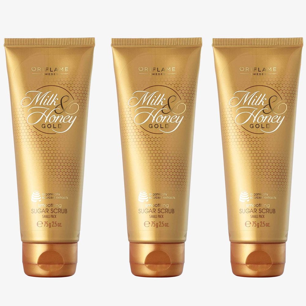 Oriflame MILK & HONEY GOLD Smoothing Sugar Scrub Small Pack 75 g set of 3