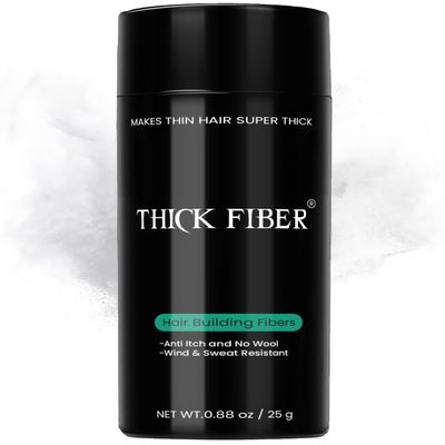 THICK FIBER Hair Fibers for Thinning Hair & Bald spots (WHITE) - 25g Bottle - Conceals Hair Loss in Seconds - Hair Powder for Women & Men