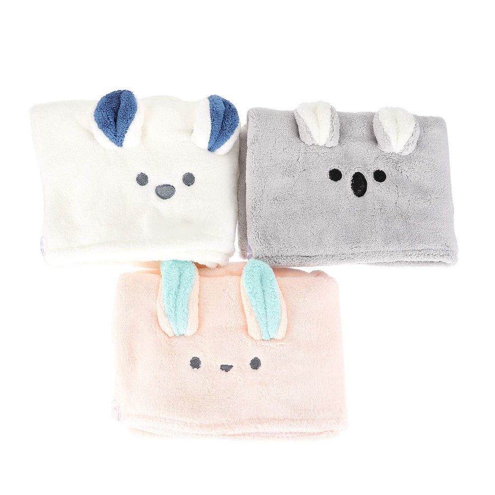 Healifty 3-Piece Absorbent Hair Plopping Towel Hair Dry Turban Quick Dry Bath Shower Towel Hat