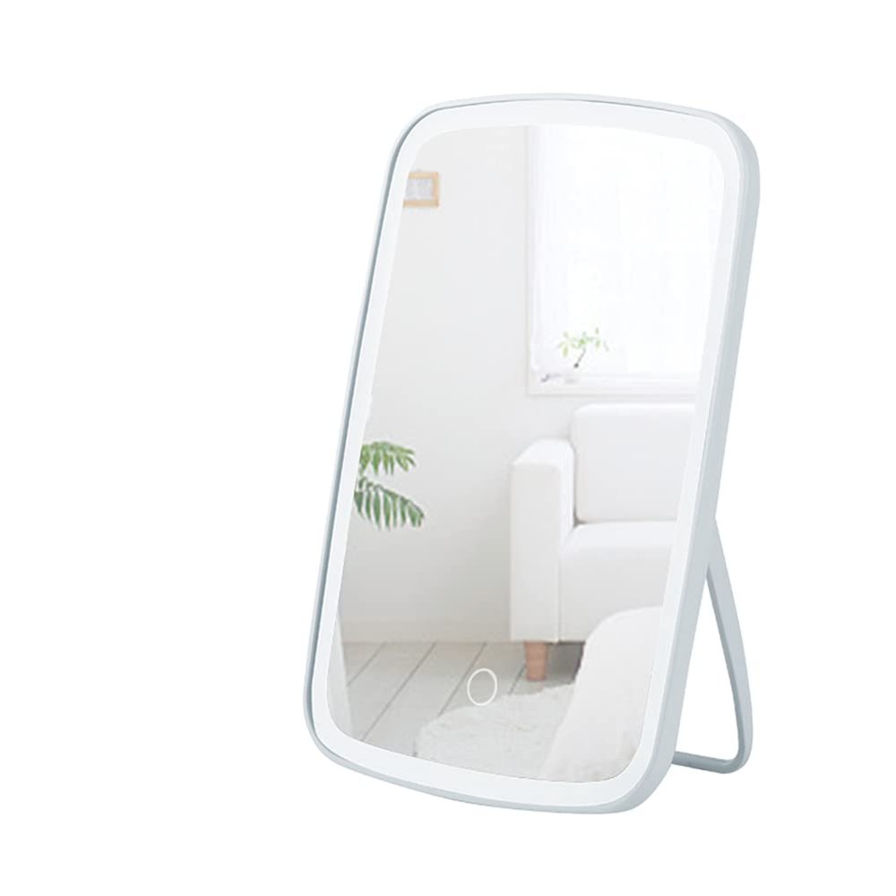 NB Updated 2021 Makeup Mirror With LightsBook Shape,Touch Screen Vanity Mirror with LED Adjustable Portable USB Rechargeable (White), AT-80