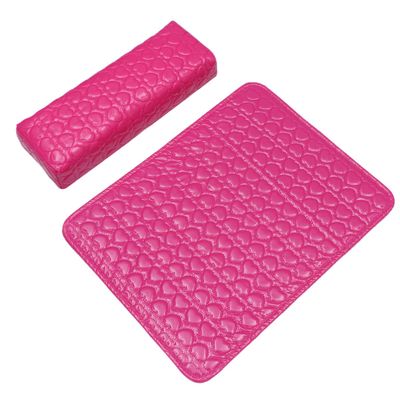 SOLUSTRE Manicure Hand Rest Pillow Square Nail Salon Cushion Heart Pattern Wrist Pad Durable Pu Leather Dust-