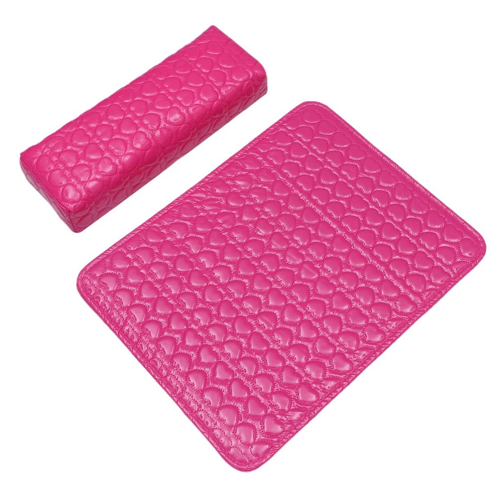 SOLUSTRE Manicure Hand Rest Pillow Square Nail Salon Cushion Heart Pattern Wrist Pad Durable Pu Leather Dust-