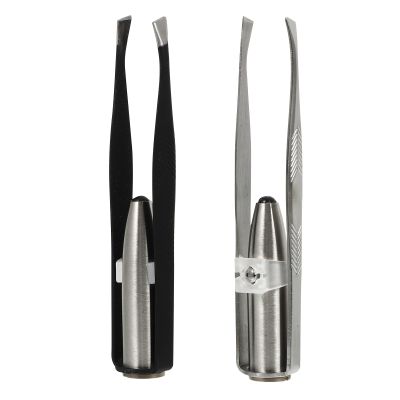 SOLUSTRE Eyelash Extension Tweezers 2pcs Tweezers with Light LED Tweezers Pliers Tool Stainless Steel Eyebrow Facial Hair Removal Cosmetic Makeup Tools 9. 8x2cm Mens Grooming Trimmer