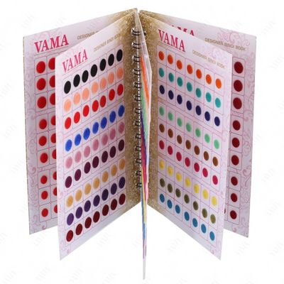 VAMA Fashions Premium Velvet Round Forehead Stickers Kumkum Bollywood Bindi Booklet for Women & Girls (Medium Size Multicolor Book - 504 Bindis)