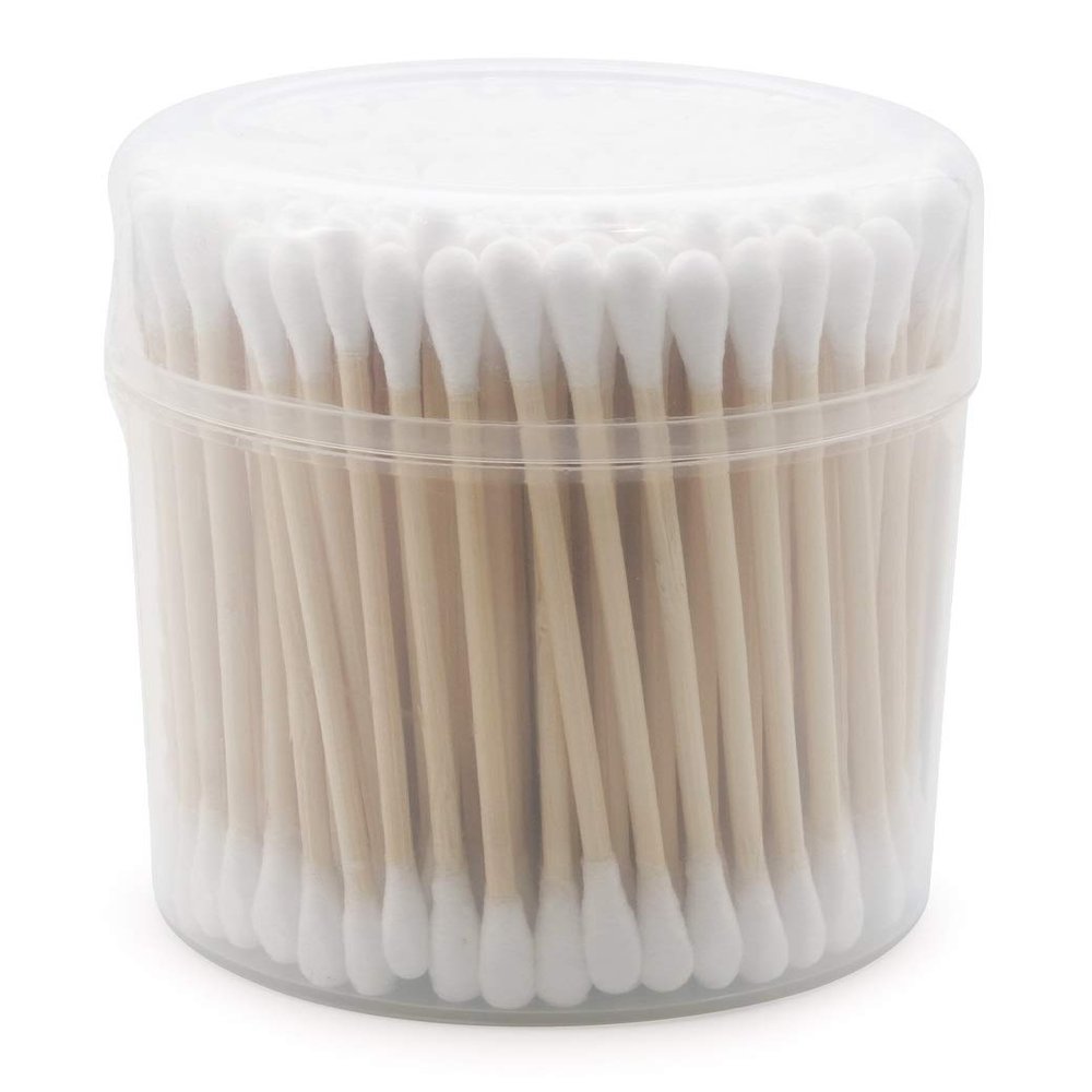 [10 PACK] Wooden Cotton Swabs (600 Count) - Biodegradable Cotton Buds, Dual Cotton Tipped Eco Friendly, Made with 100% Wood Great for Makeup, Ears, Cleaning