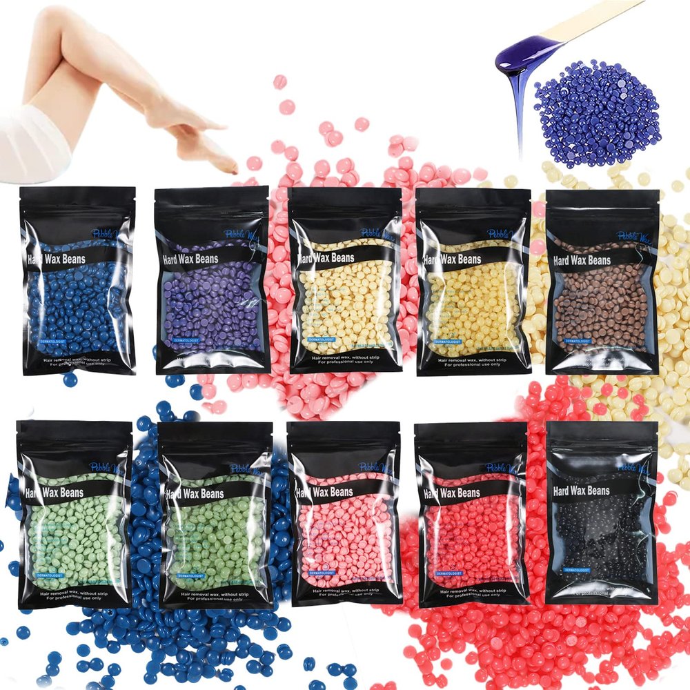 Creamoon Hard Wax Beads for Hair Removal,10Pcs Hair Removal Wax Beads,Works for Skin on Face,Bikini,Leg,Arm,At Home Painless Waxing Beads for Women Men Wax Warmers(2.2 LB,1000g,35.27oz)