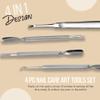 Cuticle Pusher Tools - Professional Nail Cuticle Pusher Cuticle Remover Cuticle Trimmer Ingrown Toenail Lifter Nail Cleaner Dual Sided Stainless Steel Manicure Pedicure Women 4 Pack Set Krisp Beauty view 4