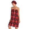 ALAZA Bath Wrap for Women Buffalo Plaid and Red Love Heart Women's Spa Towel Wrap Set of 3 with 1 Adjustable Closure Shower Wrap 1 Hair Towel Wrap 1 Headband view 4