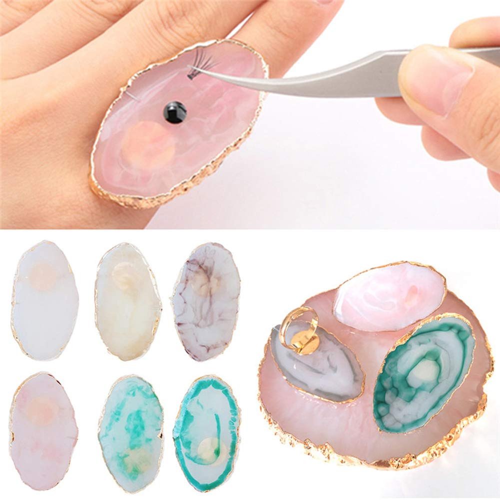 AKOAK 6 Pcs Adjustable Mini Manicure Ring Palette Color Makeup Cream Foundation Palette Nail Art Painting Tool