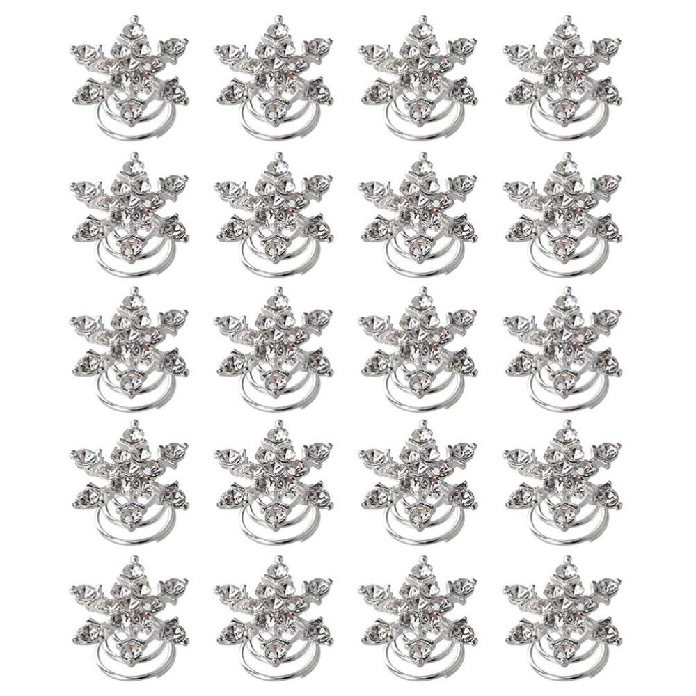 20pcs Snowflake Spiral Hair Clip Snowflake Bridal Hair Pin Snowflake Hair Coils Spirals Springs Pin Spirals Hair Pin Swirl Hair Twists Coils Snowflake Bridal Hair Clip