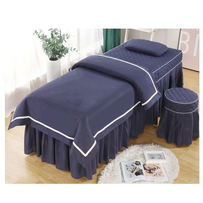 cozy heart 4pcs Beauty Salon Bedding Set Thick Bed Linens Sheets Bedspread Fumigation Massage Spa Pillowcase Duvet Cover Sets (190x80cm, Blue)