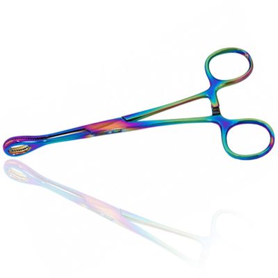 AAProTools 6" Mini Sponge Body Piercing Forceps Rainbow Color (Un-Slotted)