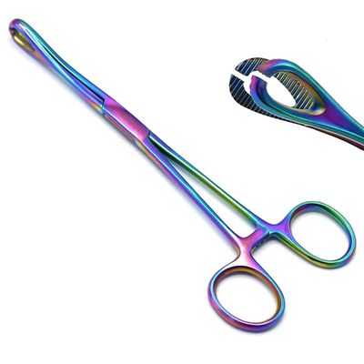 AAProTools 6" Mini Sponge Body Piercing Forceps Rainbow Color (Slotted)