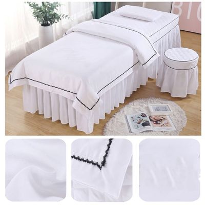 cozy heart 4pcs Beauty Salon Bedding Set Thick Bed Linens Sheets Bedspread Fumigation Massage Spa Pillowcase Duvet Cover Sets (190x70cm, White)