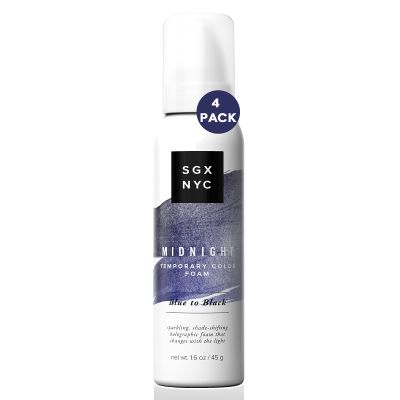 SGX NYC Midnight Temporary Color Foam Pack of 4 - Blue to Black, Sparkling Shade-Shifting Holographic Foam that Changes with Light - NO Parabens, NO Phthalates, and NO Sulfates