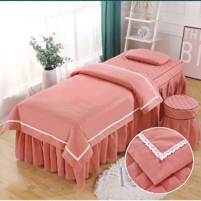 cozy heart 4pcs Beauty Salon Bedding Set Thick Bed Linens Sheets Bedspread Fumigation Massage Spa Pillowcase Duvet Cover Sets (180x60cm, Pink)