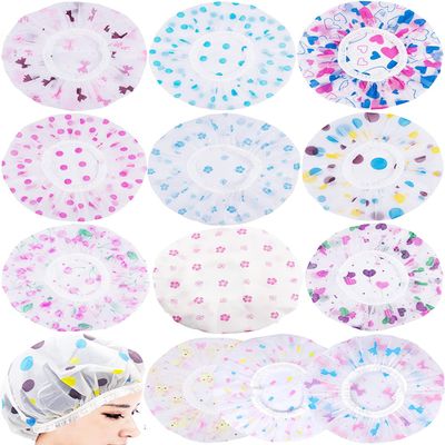 12 Pieces Reusable Waterproof Shower Caps,Durable Elastic Bathing Hair Cap,Beauty Salon Spa Shower Caps Lace Elastic Band Hair Bath Caps Shower Caps