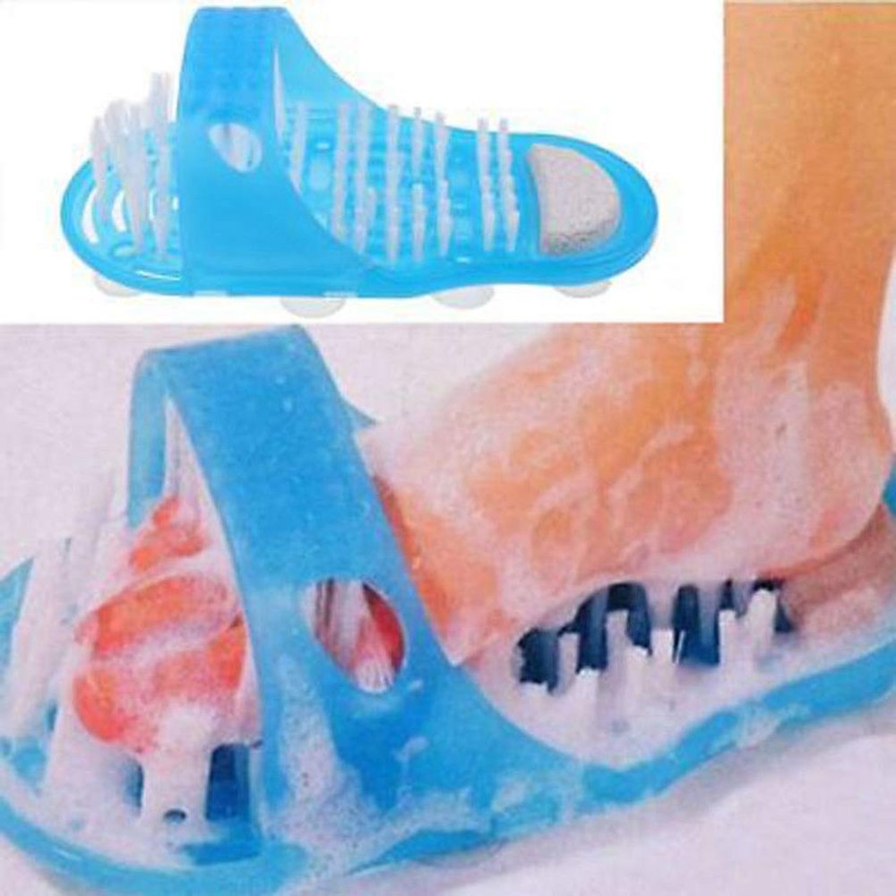 1PCS Magic Foot Scrubber Feet Cleaner,Dead Skin Exfoliator Brush for Use in Shower,Foot Massager Slipper with Pumice Stone and Suction Cups (Blue)
