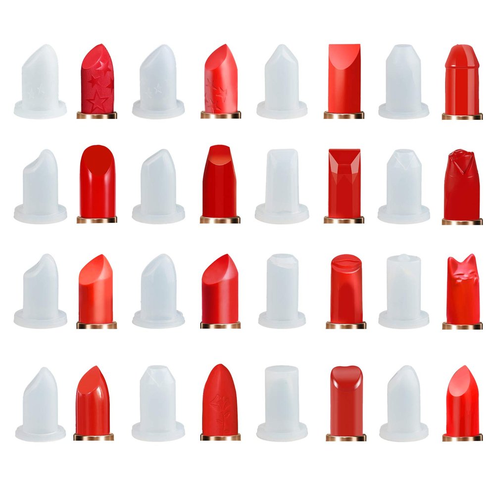 AHANDMAKER 16 Style Silicone DIY Makeup Cosmetics Lipstick Mold for Lip Cream Making and Fixing
