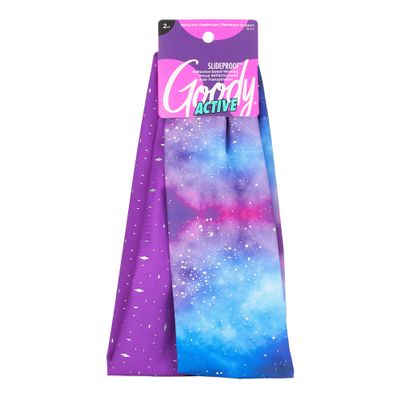 Goody Sports Headwrap - 2 Pack, Reflective Galaxy - Soft and Strong for a Comfortable Fit - for All Hair Types - Ouchless Hair Accessories for Women and Girls