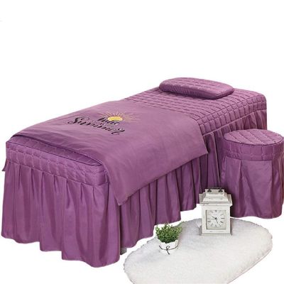 cozy heart 4pcs Beauty Salon Bedding Set Thick Bed Linens Sheets Bedspread Fumigation Massage Spa Pillowcase Duvet Cover Sets (190x80cm, Smoked Purple)