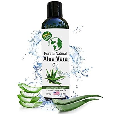 Earth's Daughter Organic Aloe Vera Gel from Fresh Cut 100% Pure Organic Aloe leaves Fast Absorbing for Face, Skin, Hair & Body Vegan, Unscented, Natural - 8 Oz USA Made