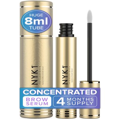 NYK1 CONCENTRATED Eyebrow Growth Serum For Thicker Brows (XL - 8ml) BrowForce Eyebrow Serum To Grow Brows Fuller Thicker Natural Eye Brow - Advanced Brow Growth Serums Formula For Eyebrows Regrowth