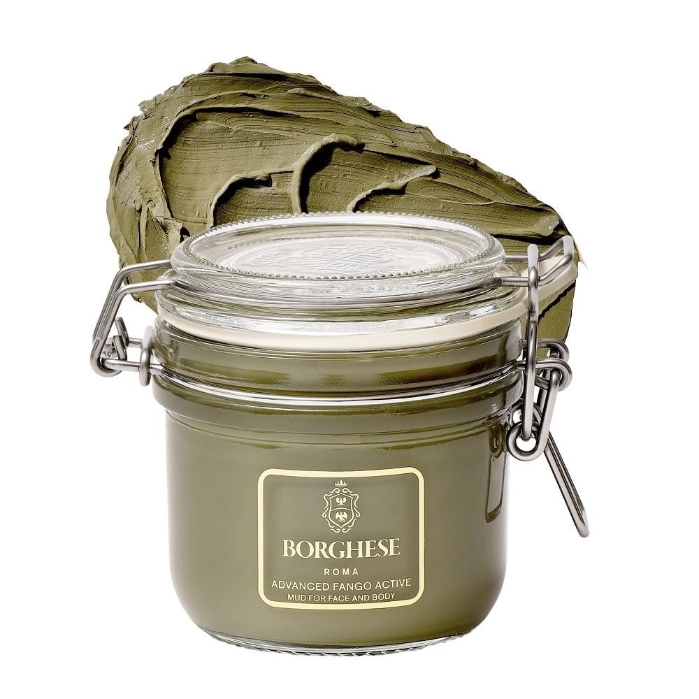 Borghese Advanced Fango Active Mud Mask for Face and Body - Exfoliating to Purifying Face Mask with Bentonite Clay & Hyaluronic Acid For Normal, Combination & Oily Skin, 7.5 Ounce