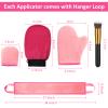 Boao 5 Pieces Self Tanning Mitt Applicator Kit, Includes Tanning Mitt, Exfoliating Glove, Mini Face Glove, Back Lotion Applicator, and Large Brush Makeup(Pink) view 2