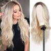 Esmee 26 Inches Long Blonde Wigs for Women Natural Synthetic Hair Ombre Blonde Wig with Dark Roots Synthetic Wig Loose Wavy Wigs Heat Resistant view 1