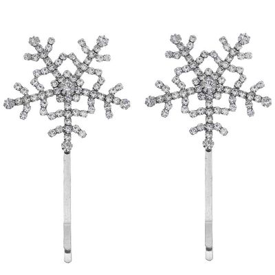 1 Pair side rhinestone barrette Snowflake hair clip Snow hair clips snowflake hair pins sparkle Alligator clip rhinestone jewelry women barrette wedding rhinestones alloy Miss