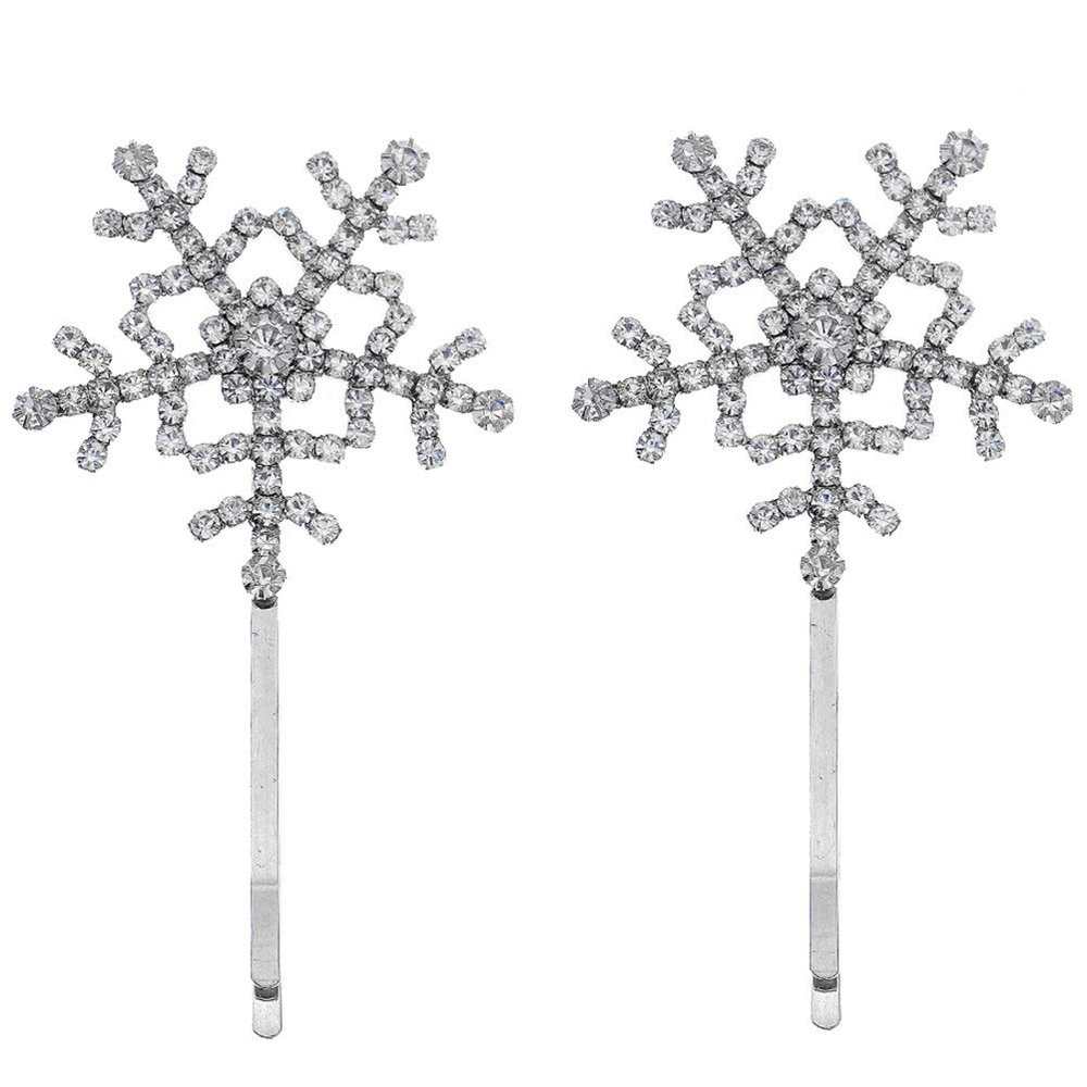 1 Pair side rhinestone barrette Snowflake hair clip Snow hair clips snowflake hair pins sparkle Alligator clip rhinestone jewelry women barrette wedding rhinestones alloy Miss