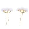 2pcs 5 rows of fur ball hairpins pompom hair clip Rhinestone Hair Stick Decorative Hair Pin Bridal Hair Pins Bridal Hairpieces Pearl hairpin alloy bride wedding view 1
