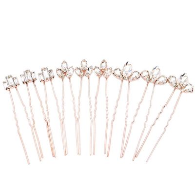 SOLUSTRE 1set Rose Gold Bridal Hair Accessories for Women and Girls Rhinestones for Weddings and Engagements