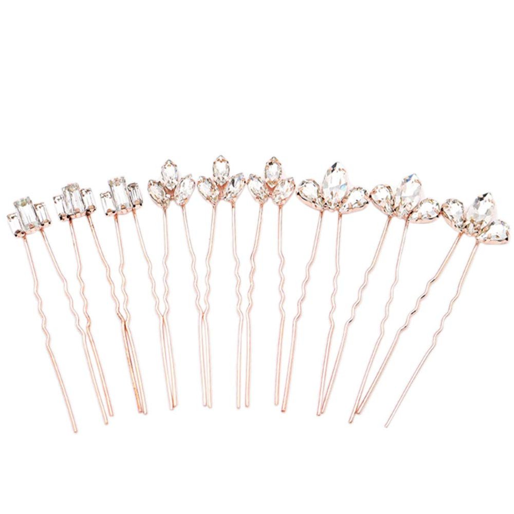 SOLUSTRE 1set Rose Gold Bridal Hair Accessories for Women and Girls Rhinestones for Weddings and Engagements