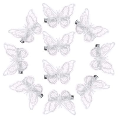 10Pcs Lace Butterfly Hair Clip lace hair clips for women flower hair moving hair s for women lace butterflies barrettes fabric side girl