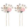 2pcs Handmade U-Shaped Hair Clasp pearl leaf hair pin flower wedding comb bridal crystal pin bride wedding comb bridal pins pin Fashion child vine view 1
